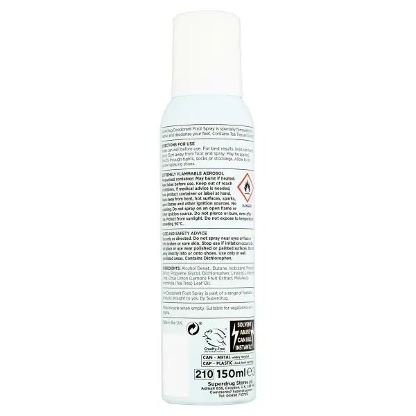 Superdrug 150ml Deodorant Foot Spray