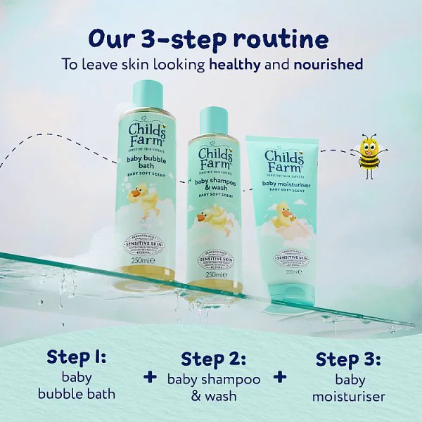 Childs Farm Baby Shampoo & Wash, Baby Soft Scent 250Ml
