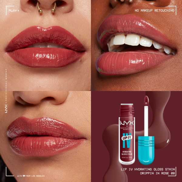 NYX Professional Makeup Lip IV Hydrating Lip Stain Gloss Dripping Rose