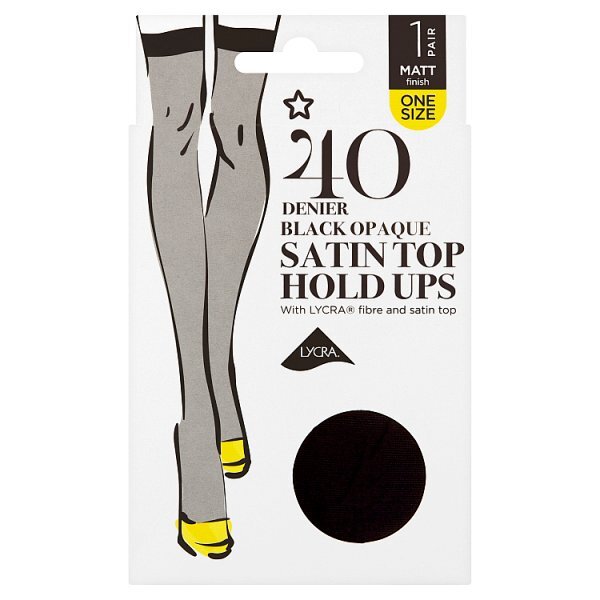 Superdrug Opaque Satin Top Hold Up - Black