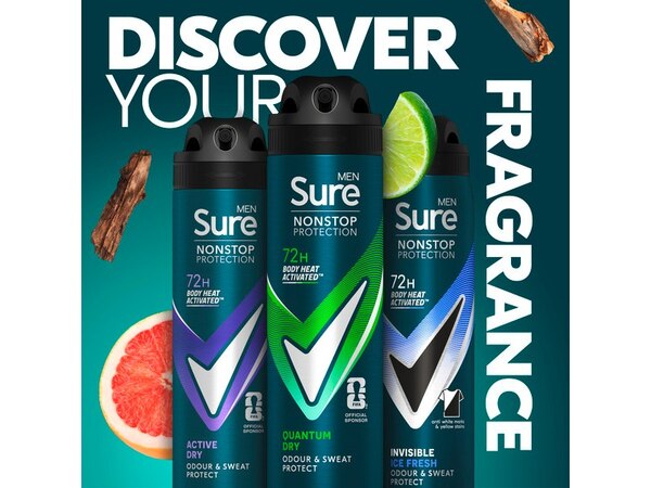 Sure Men Nonstop Protection Quantum Dry Anti-Perspirant Aerosol 150 ml