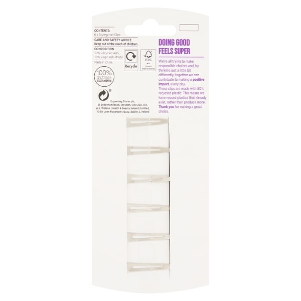Superdrug No Crease Styling Clips 6pk