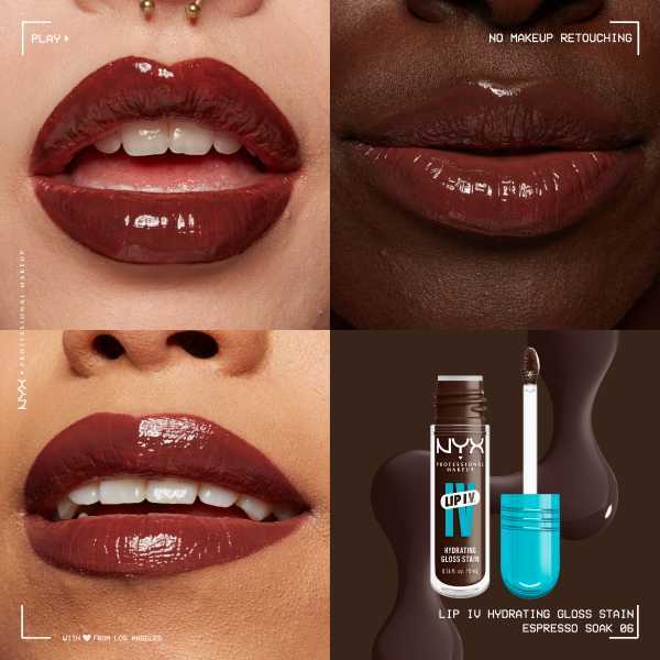 NYX Professional Makeup Lip IV Hydrating Lip Stain Gloss Espresso Soak