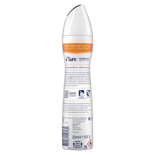 Sure Nonstop Protection Energise Anti-Perspirant Aerosol 250 ml