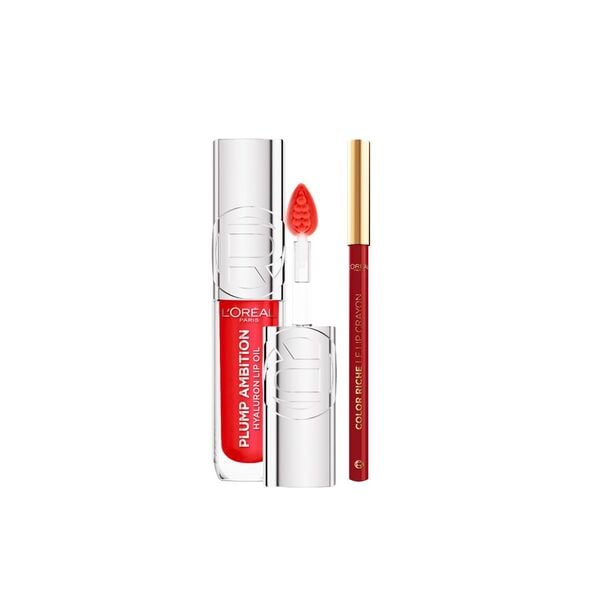 L'Oréal Paris Plump Ambition Lip Oil Gloss & Liner Duo Red