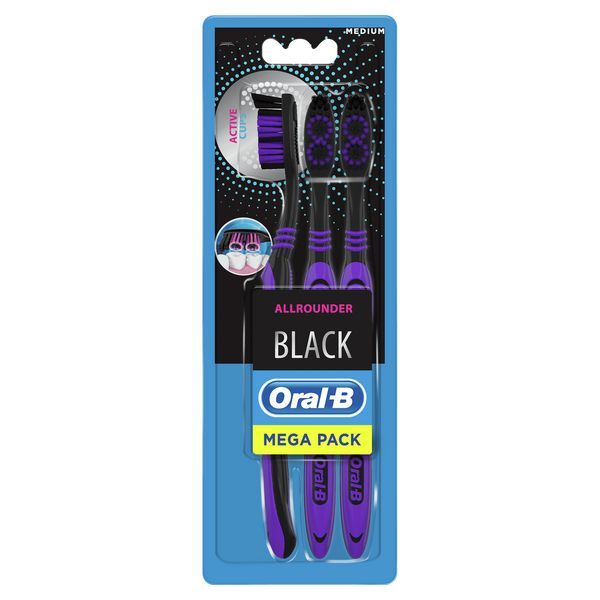 Oral-B All Round Clean Black 40 Medium Manual Toothbrush Triple Pack