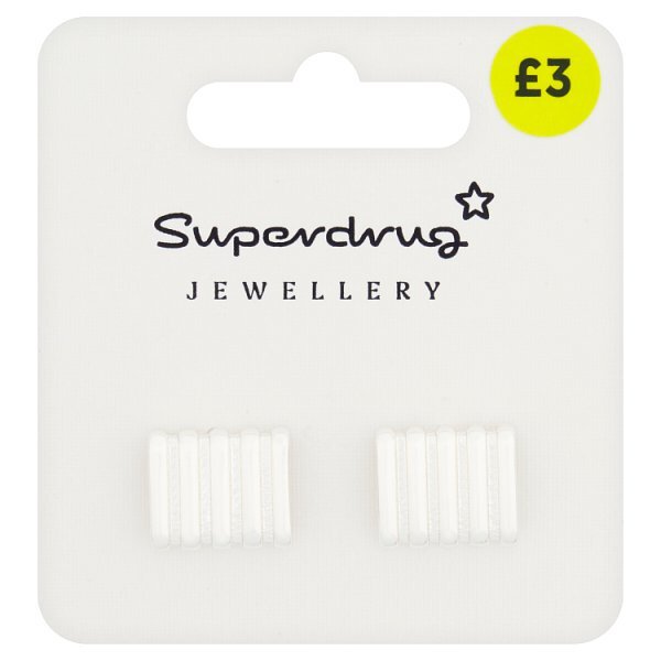 Superdrug Ribbed Earring Silver Tone