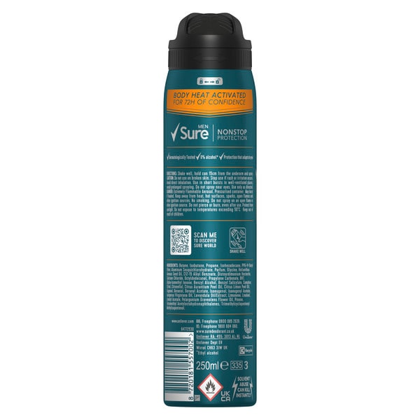 Sure Men Nonstop Protection Energise Anti-Perspirant Aerosol 250 ml