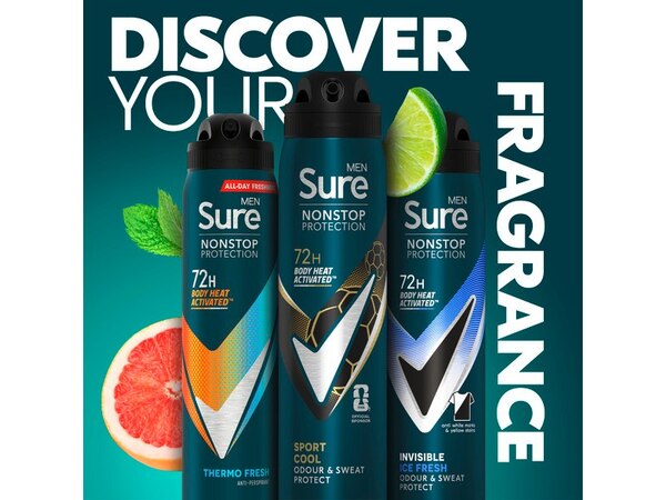 Sure Men Nonstop Protection Sport Cool Anti-Perspirant Aerosol 250 ml