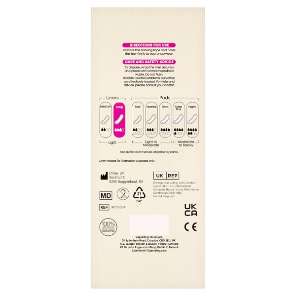 Superdrug Long Panty Liners x20