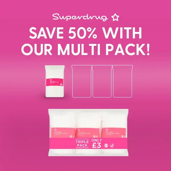 Superdrug Cotton Wool Oval Pad x50 3pk