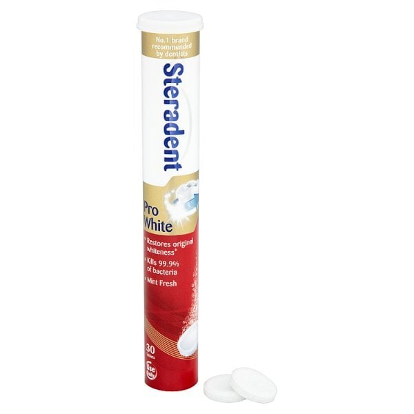 Steradent Pro White Denture Cleaner Mint Fresh Tablets 30s
