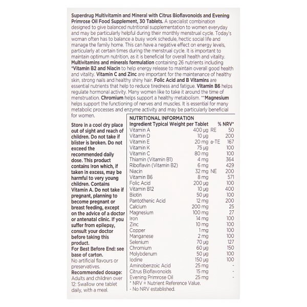 Superdrug Advance Woman Vitamins and Minerals x30