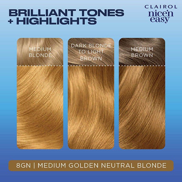 Clairol Nice'n Easy Hair Dye 8GN Medium Golden Neutral Blonde