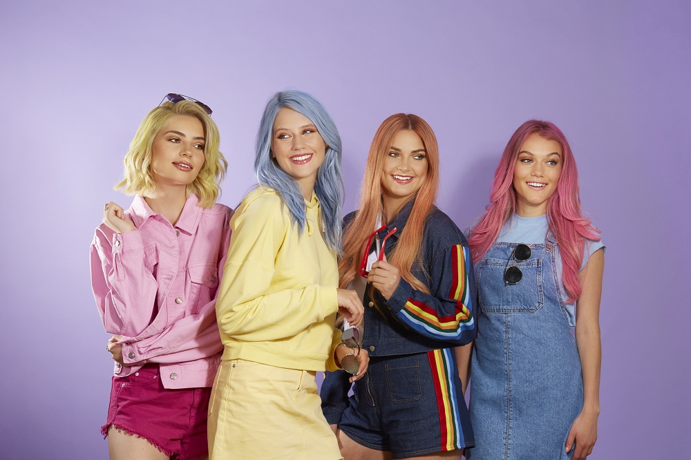 group of young models with colourful hair