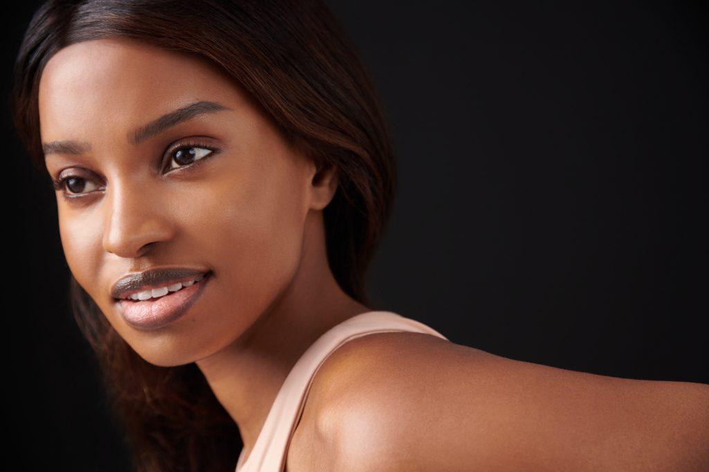 Female model with clear skin