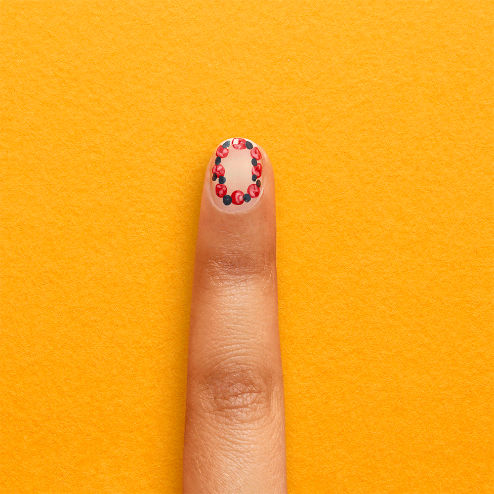 Floral border nail art step 4