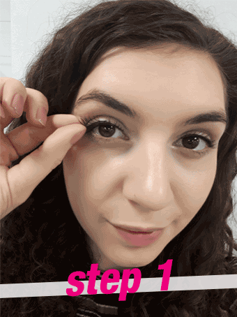 Female applying magnetic eyelashes