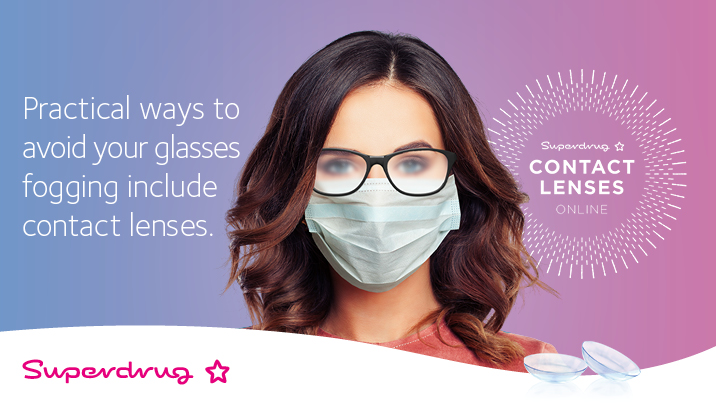 Female with fogged up glasses and a face mask