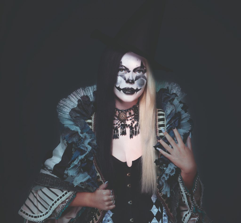 Harlequin female makeup look