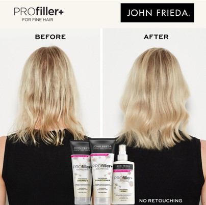John Frieda PROfiller+ Range Shampoo, Conditioner and Spray before and after picture
