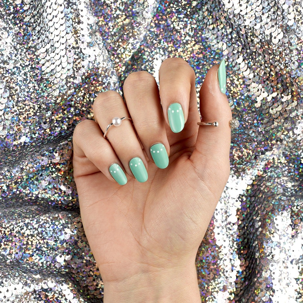 Prom nails dotted half moon