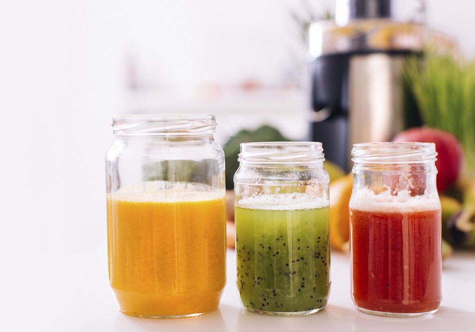 Three colourful juices